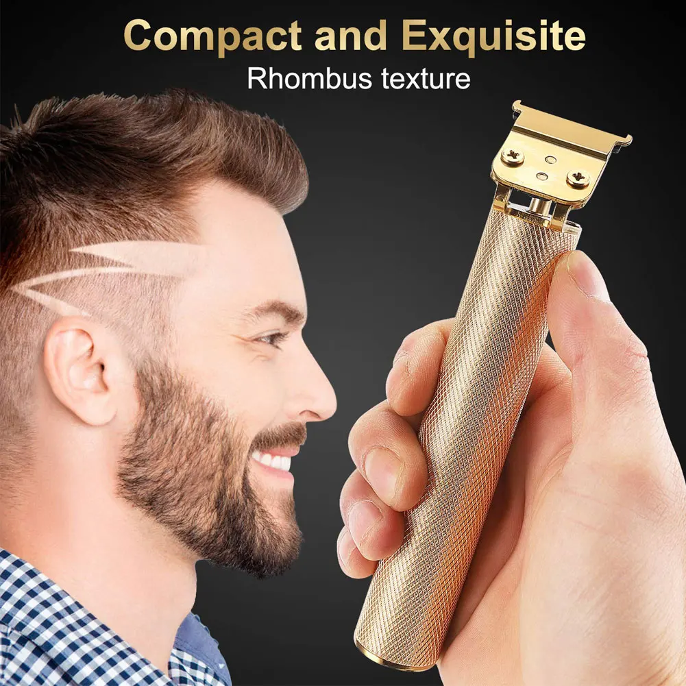 El-Hair Clipper for Mennesket Vandtæt Trådløse Professionel Razor Trimmer T-Blade Haircut Skulptur Cutter Frisør-Shaver, 0mm