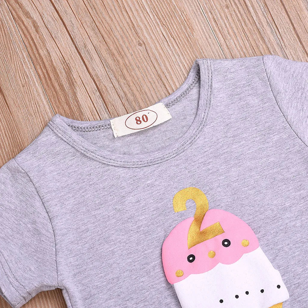 Nye Ankomst Baby Buksetrold Piger Ice Cream Kage Print Toppe, T-shirt+Dot TuTu Skørter Outfits Sæt Sommer Cothes Piger 2019 C3%