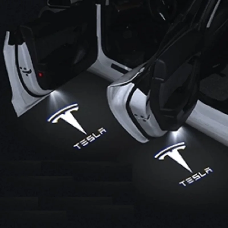 Tesla S3 X Y Bil LED Projektor Velkommen Lampe Med Logo Laser Projektor Phantom Døren Lampe Tilbehør 2 Sæt