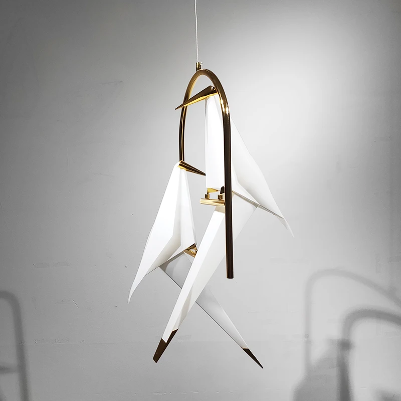 Moderne Kreative Fugl LED Vedhæng Lys Origami Kran Home Decor Pendel Soveværelse Stue Spisestue Køkken belysning