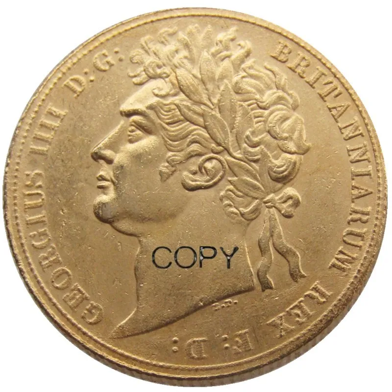 1823 EF Storbritannien George IV IV Guld Suveræne Forgyldt Kopi Mønt