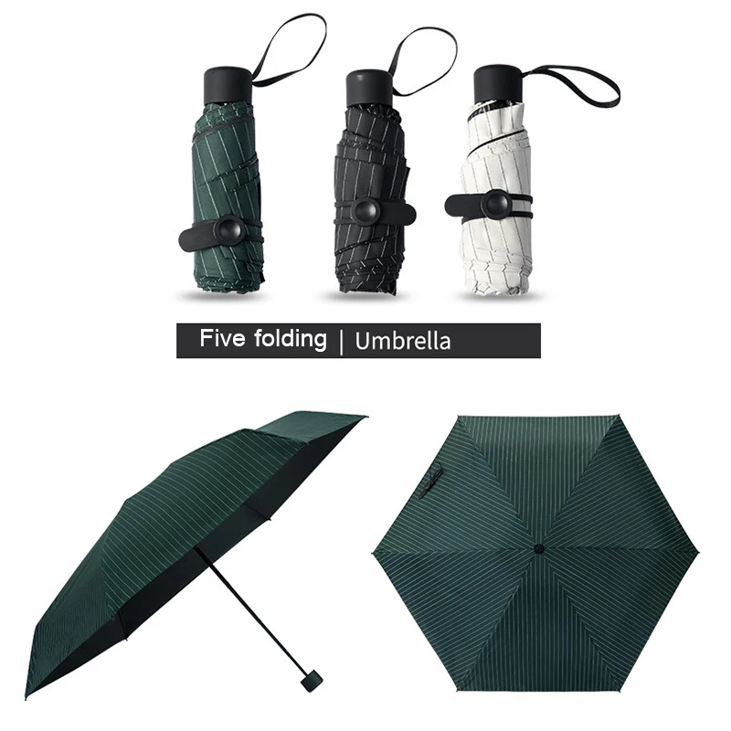 Mini Folde Små, Friske Paraply Regn Kvinder Anti-UV-Sort Belægning Bærbare Lomme Parasol Klare Regn produkter med Dobbelt anvendelse, Vindtæt Rejse