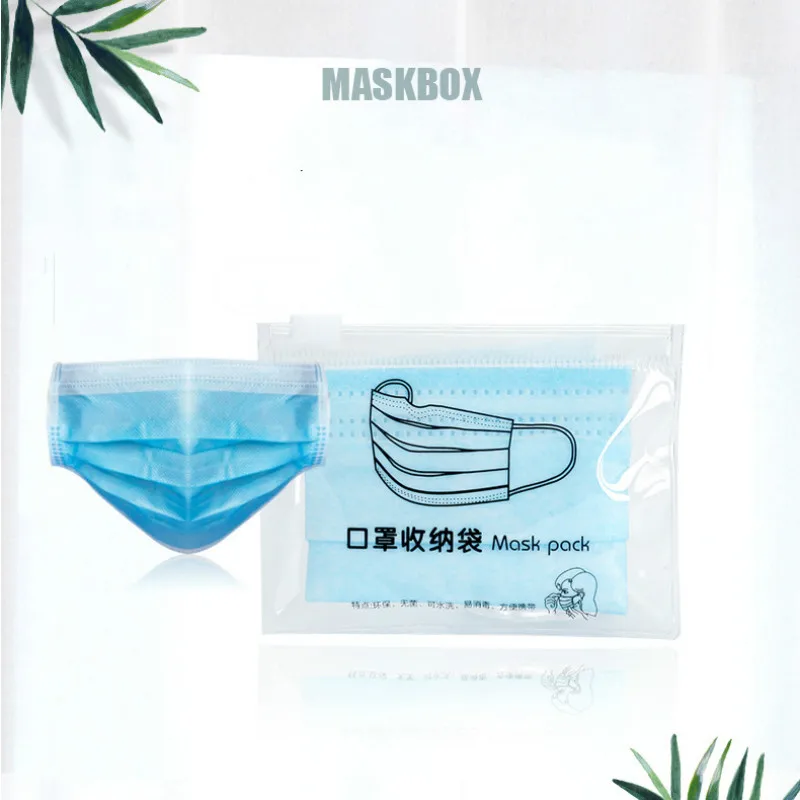 PVA Gennemsigtig Disponibel Maske opbevaringspose støvtæt Midlertidig Maske opbevaringsboks Bærbare Lynlås Pose Maske Opbevaring Organizer