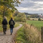 Sti gennem åbent dansk landskab i varmt eftermiddagslys